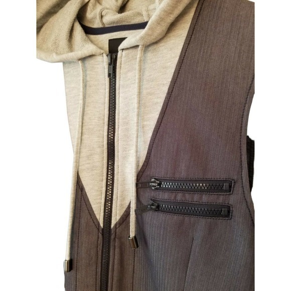 BARIII MEN'S‎ hoodie Vest GRAY full Zip SLIM FIT SIZE Large - Picture 3 of 4